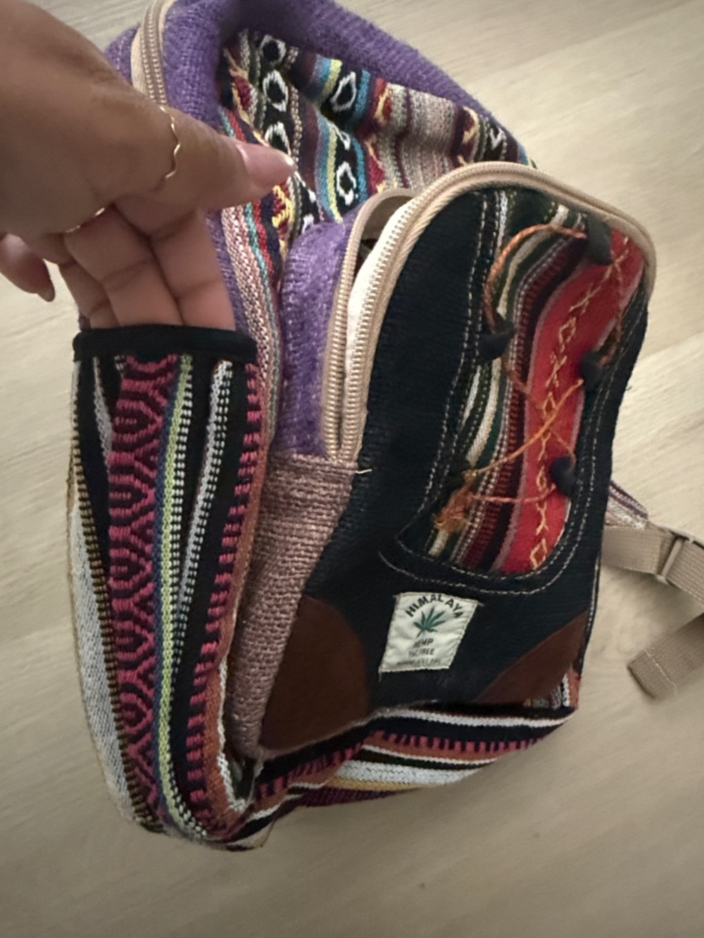 Himalya Hemp Multi‑Color Ethnic Pattern Women’s Backpack - Picture 6 of 11